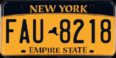 NY license plate FAU8218