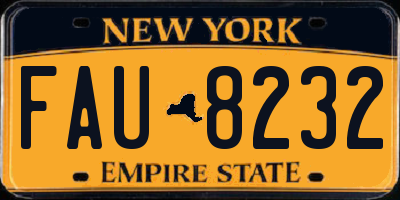 NY license plate FAU8232
