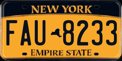 NY license plate FAU8233