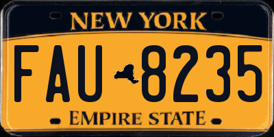 NY license plate FAU8235