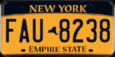 NY license plate FAU8238