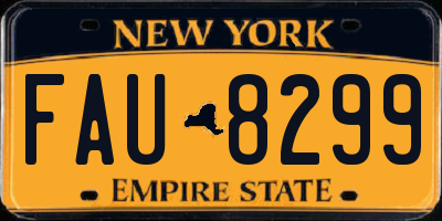 NY license plate FAU8299