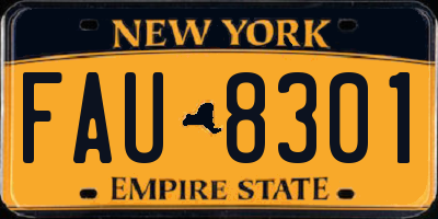 NY license plate FAU8301