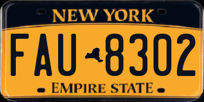 NY license plate FAU8302