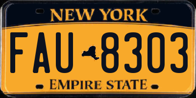 NY license plate FAU8303