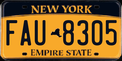 NY license plate FAU8305