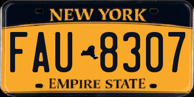 NY license plate FAU8307