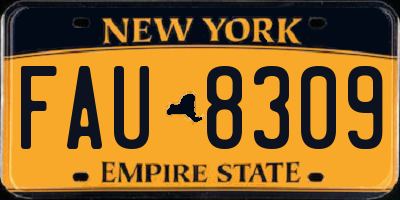 NY license plate FAU8309