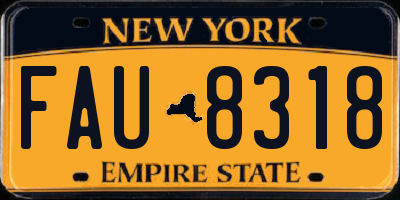 NY license plate FAU8318