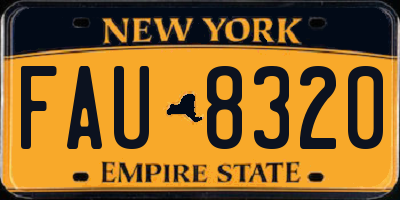 NY license plate FAU8320