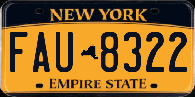 NY license plate FAU8322