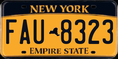 NY license plate FAU8323