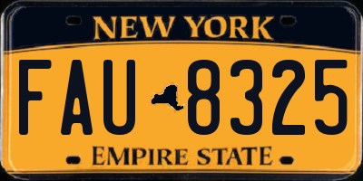 NY license plate FAU8325