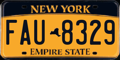 NY license plate FAU8329