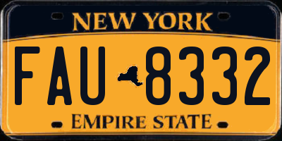 NY license plate FAU8332