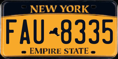 NY license plate FAU8335