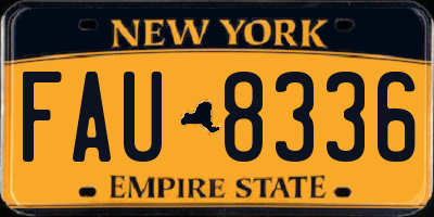 NY license plate FAU8336