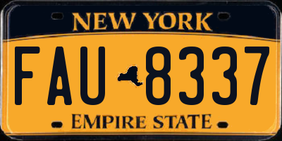 NY license plate FAU8337