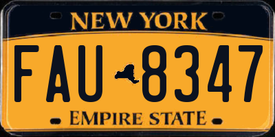 NY license plate FAU8347
