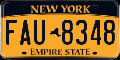 NY license plate FAU8348