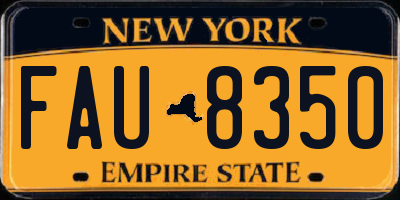 NY license plate FAU8350