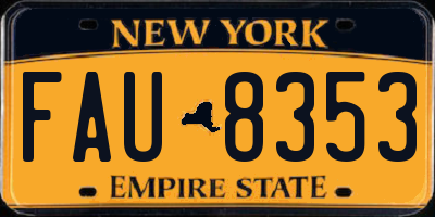 NY license plate FAU8353