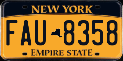 NY license plate FAU8358