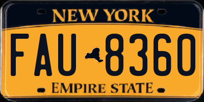 NY license plate FAU8360