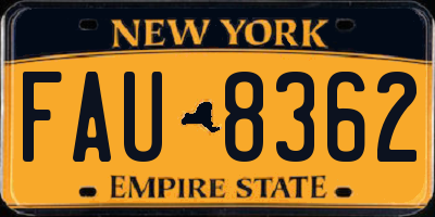 NY license plate FAU8362