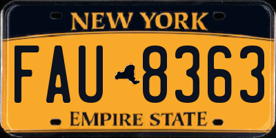 NY license plate FAU8363