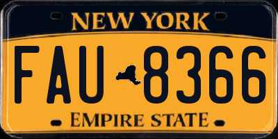 NY license plate FAU8366