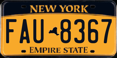 NY license plate FAU8367