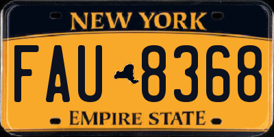 NY license plate FAU8368