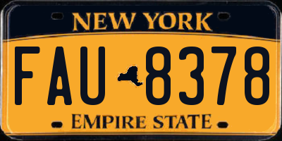 NY license plate FAU8378