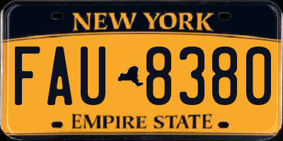 NY license plate FAU8380
