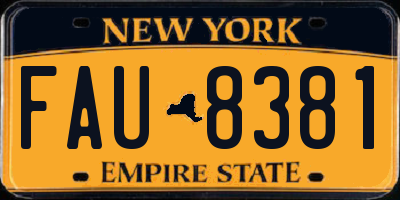 NY license plate FAU8381