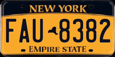 NY license plate FAU8382