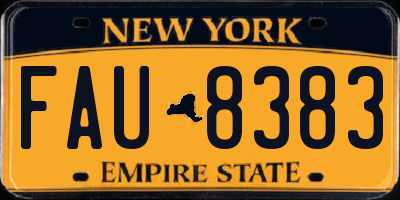NY license plate FAU8383
