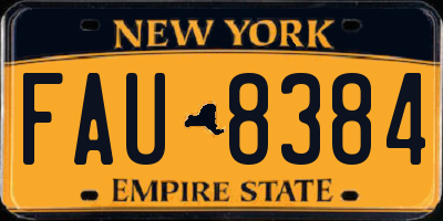 NY license plate FAU8384