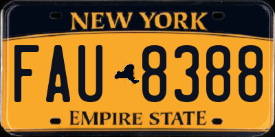 NY license plate FAU8388