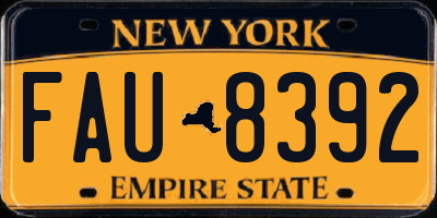 NY license plate FAU8392