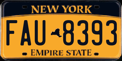 NY license plate FAU8393