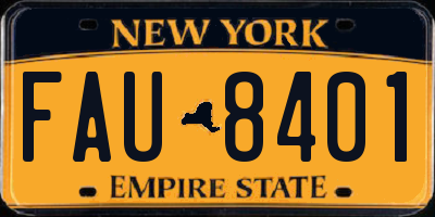 NY license plate FAU8401