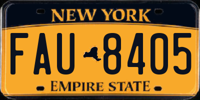 NY license plate FAU8405