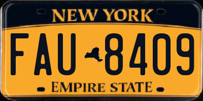 NY license plate FAU8409