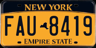 NY license plate FAU8419
