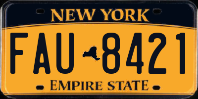 NY license plate FAU8421
