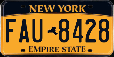 NY license plate FAU8428