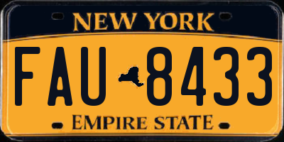 NY license plate FAU8433