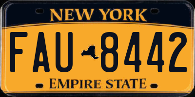 NY license plate FAU8442